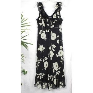 Jonathan Martin Black Floral V-Neck Maxi